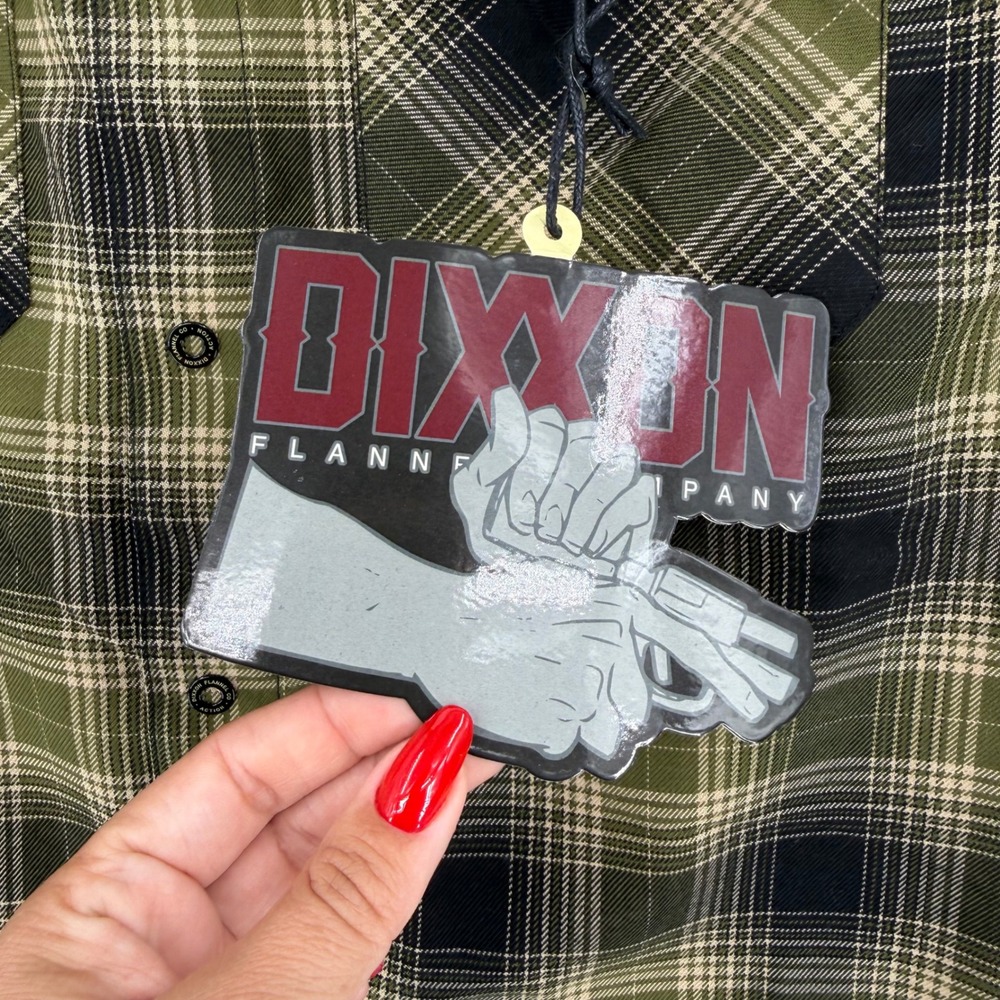 Dixxon Flannel Action Olive Green Black Plaid D-Tech Snap Button Shirt Mens M - Picture 6 of 16